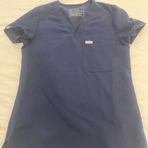 Figs Deep Blue V-Neck Scrub Top